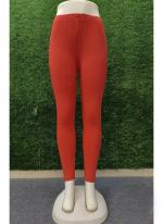 Cotton Red Casual Wear Plain Leggings